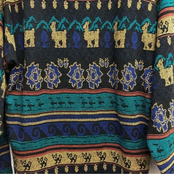 Melrose Knits Men’s‎ Vintage Llama Floral Water Waves Tunic ~Large - Picture 3 of 4